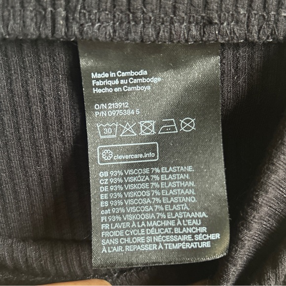 H&M Black Ribbed High Waist Flare Leg Stretched Pants Leggings Small - Picture 3 of 5